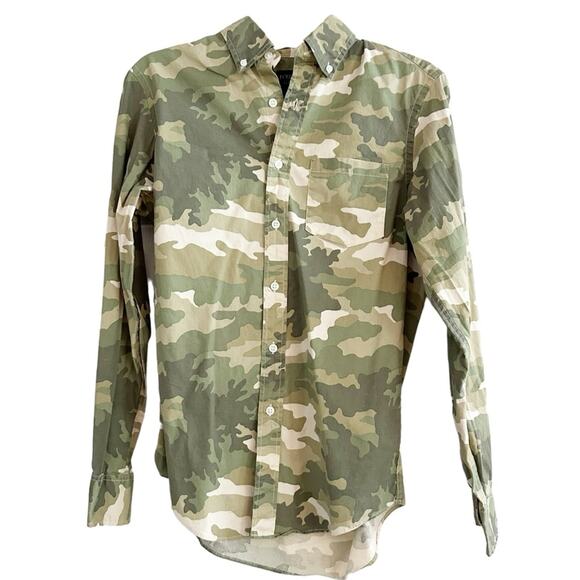 J Crew Camo button down shirt SLIM FIT FLEX green L6410 Mens SMALL 2019 - Picture 15 of 16